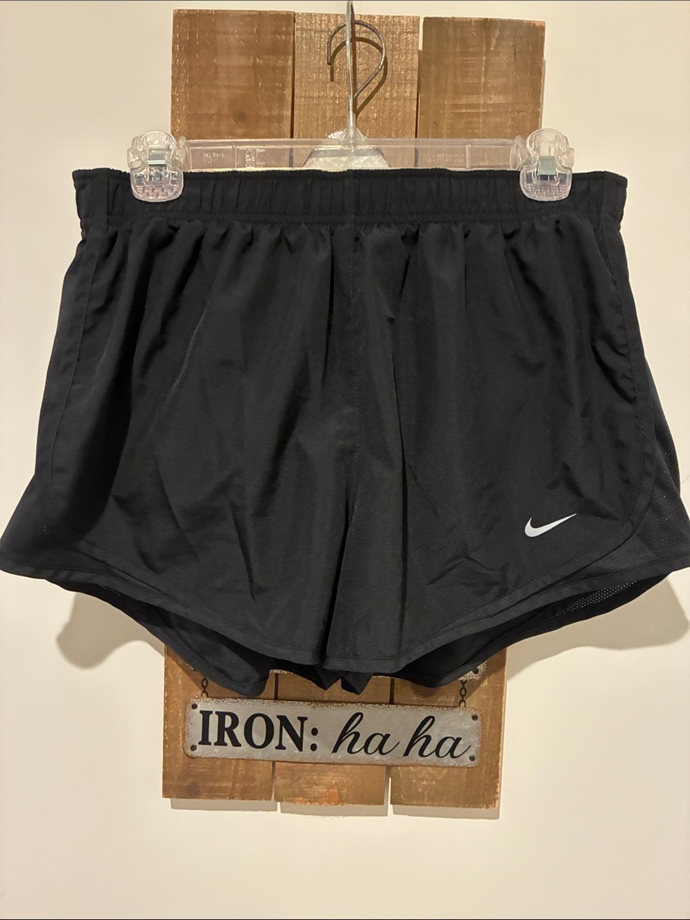 Nike Black Women’s Athletic Running Shorts with White Swoosh